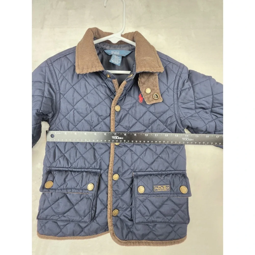 Polo Ralph Lauren Toddler Quilted Barn Jacket Size 2/2T Navy Corduroy Collar